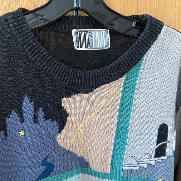 VINTAGE MIMI SPIRIT Mens KNIT WOOL Frankenstein SWEATER Size Large - Picture 3 of 9